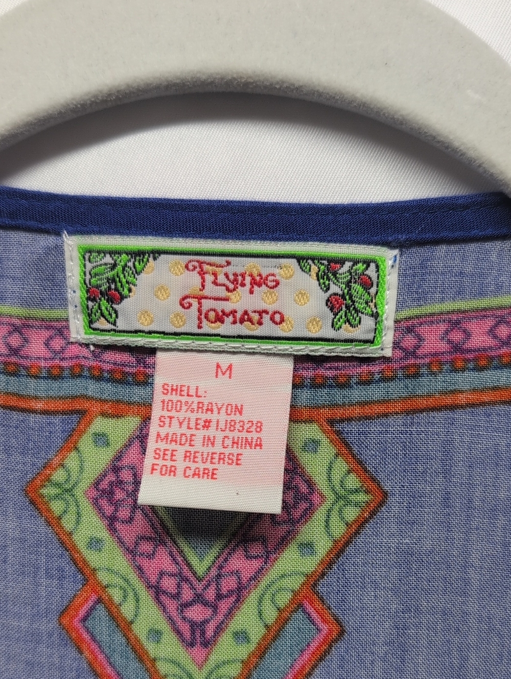 231.Flying Tomato Vibrant Blue Multicolor Boho Kimono - Picture 2 of 5
